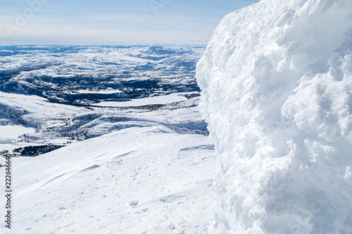 Wallpaper Mural frozen view of winter mountain landscape with blue sky and clouds - gaustatoppen, norway Torontodigital.ca