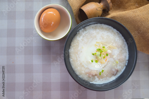 Rice porridge or congee. Delicious breakfast