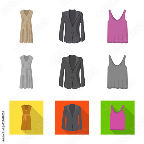 Vector design of woman and clothing logo. Set of woman and wear stock symbol for web.