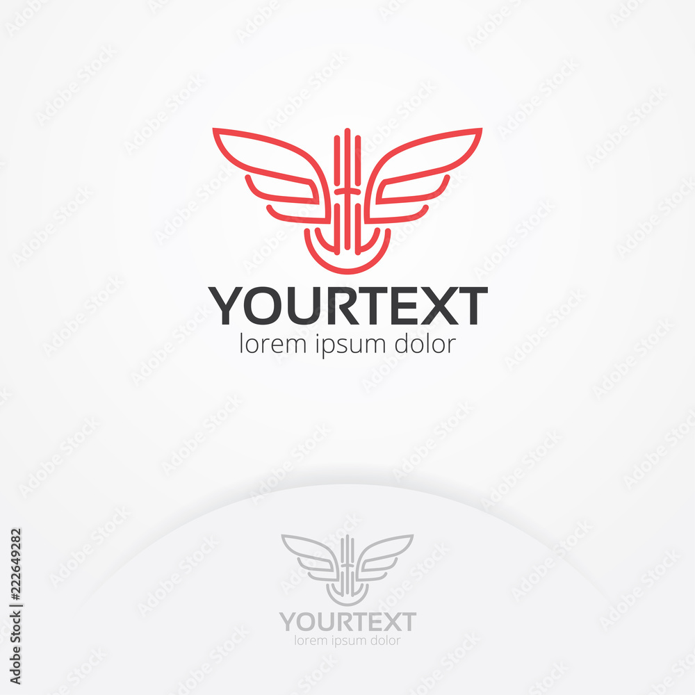 Wings logo design. Abstract wings logo in linear style, Aircraft wings symbol. Creative heraldic logo template Wings logo design. Abstract wings logo in linear style, Aircraft wings symbol. Creative heraldic logo template