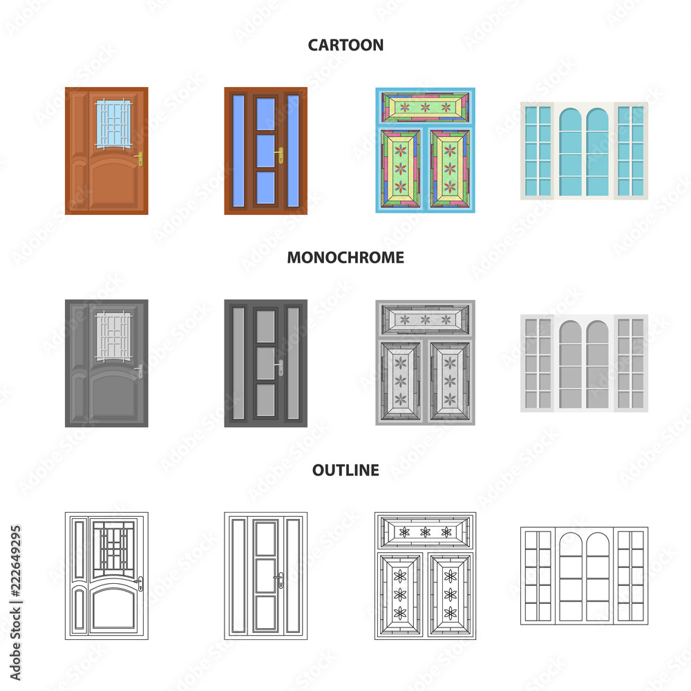 Naklejka premium Isolated object of door and front symbol. Set of door and wooden vector icon for stock.