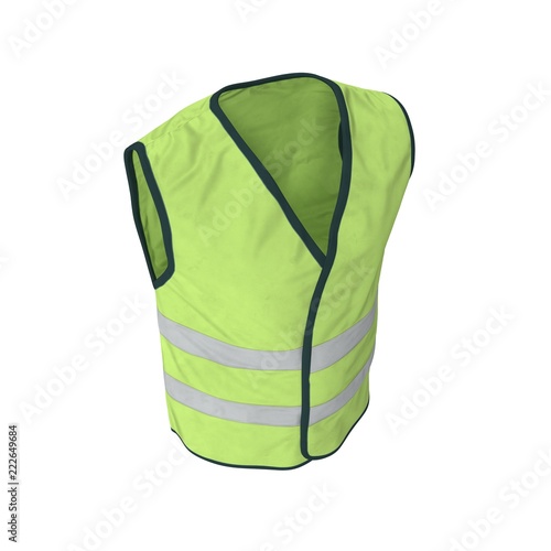 Yellow High Visibility Safety Jacket. Isolated 3D Illustration On White Background