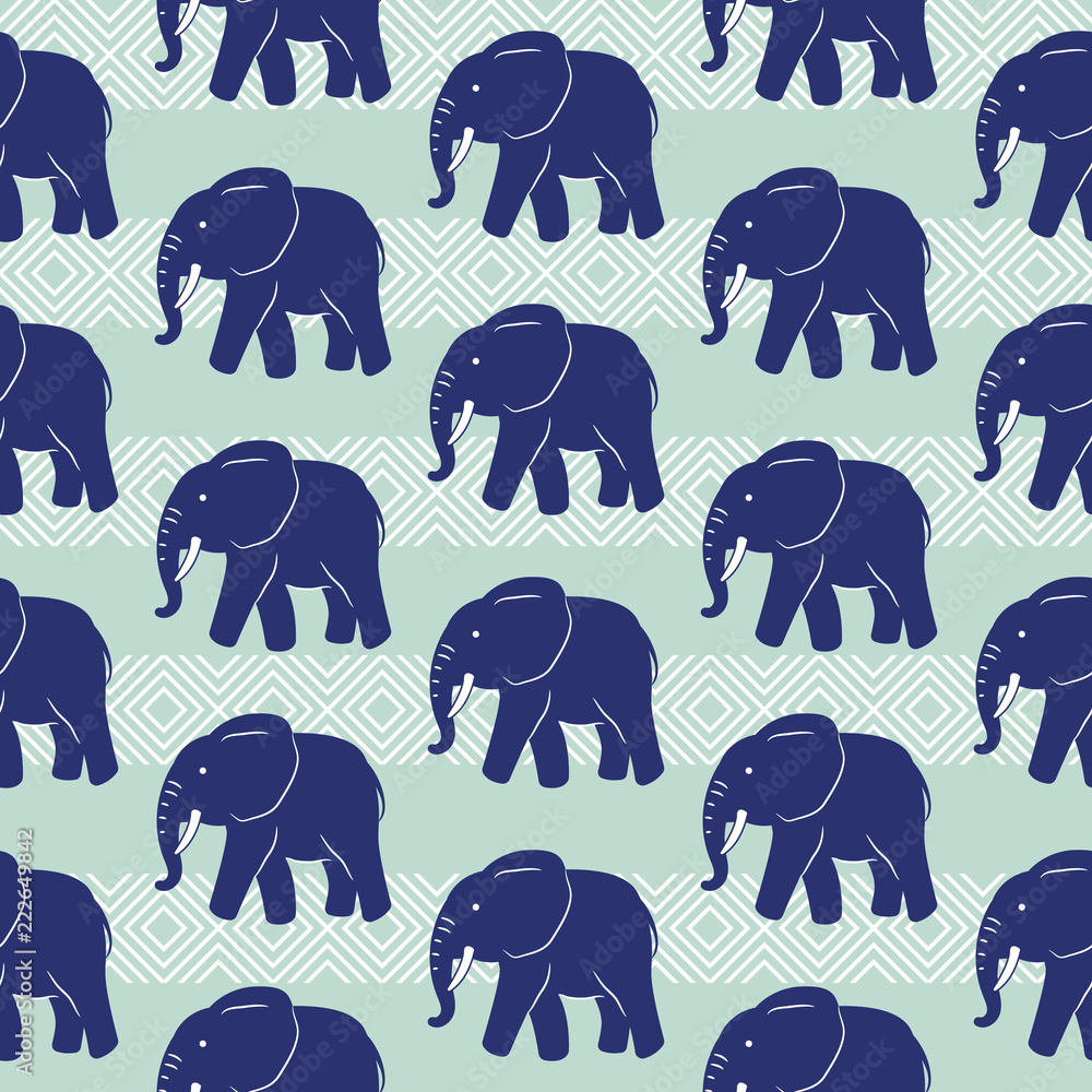 Blue elephants on a background in subtle tones