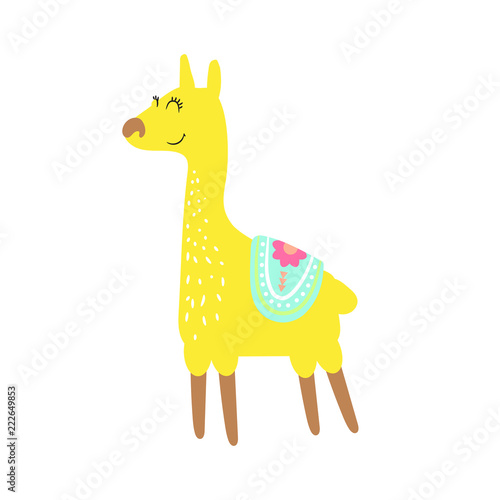 Cute childish lama animal isolated vector.