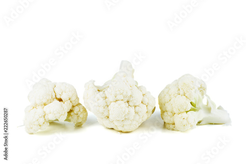 Cauliflower pieces isolated on white background