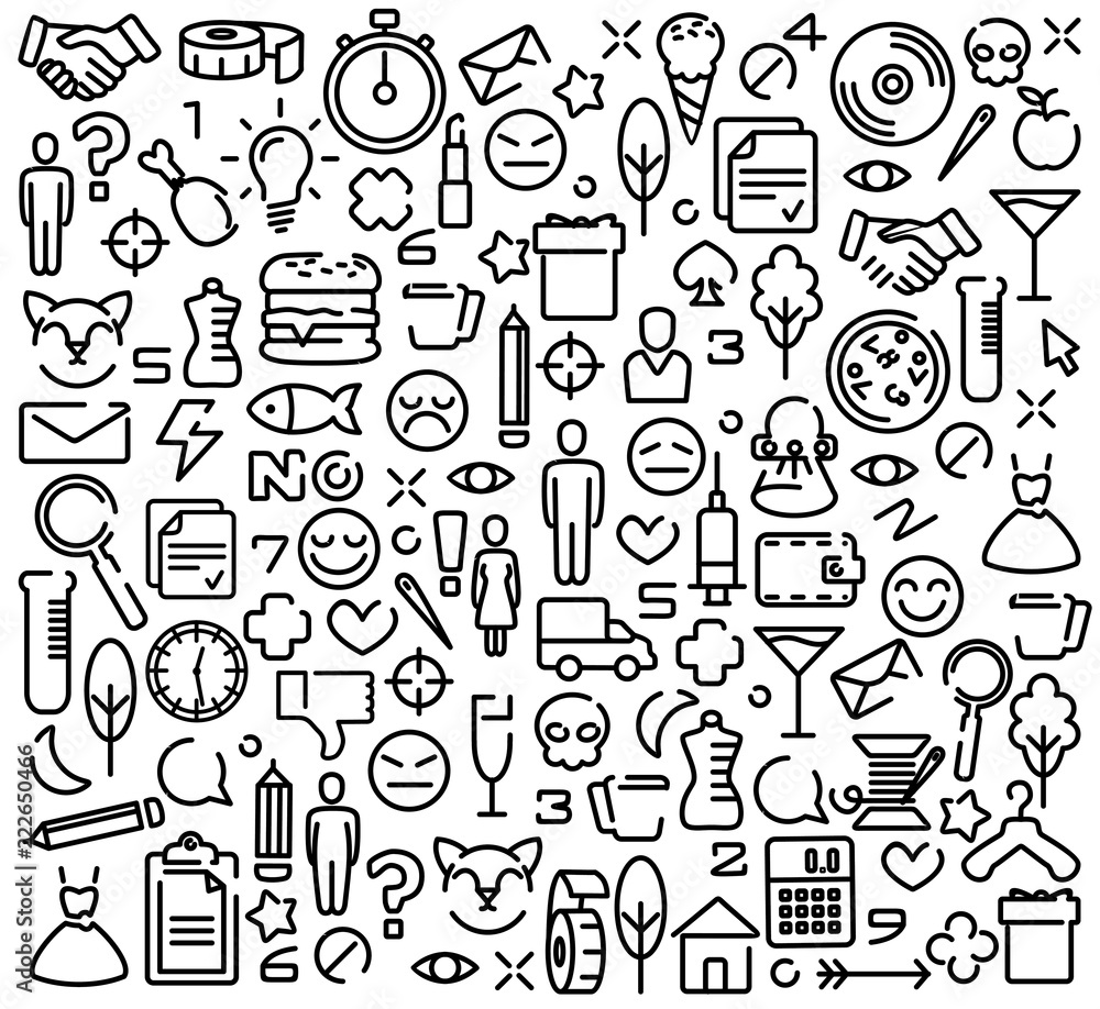 Background of icons.  A large set of different icons