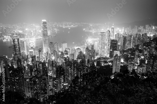 hong kong peak view ultra wide bw