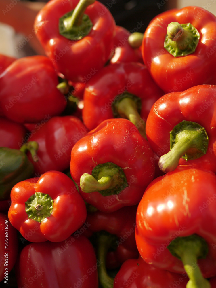 Red bell pepper in the market