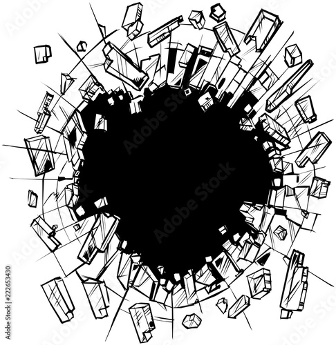 Hole in Shattering Glass Vector Clip Art