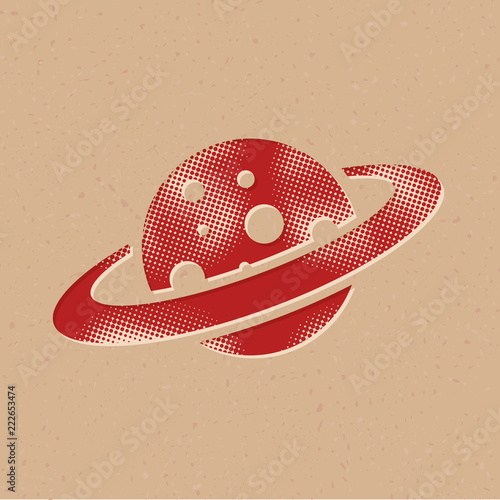 Halftone Icon - Planet Saturn
