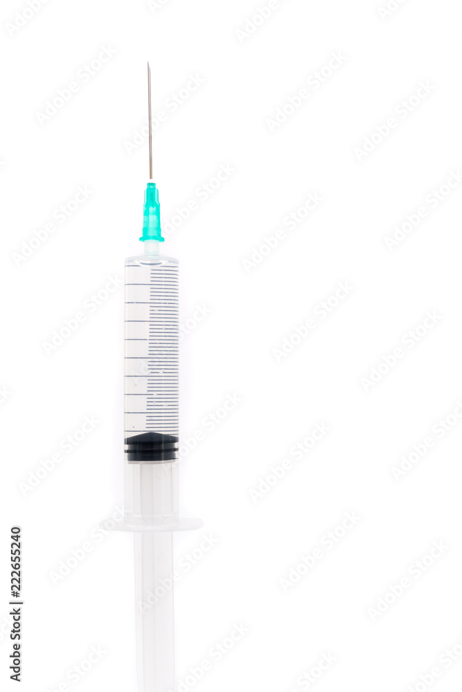 Medical syringe with needle on white background Medical syringe with needle on white background