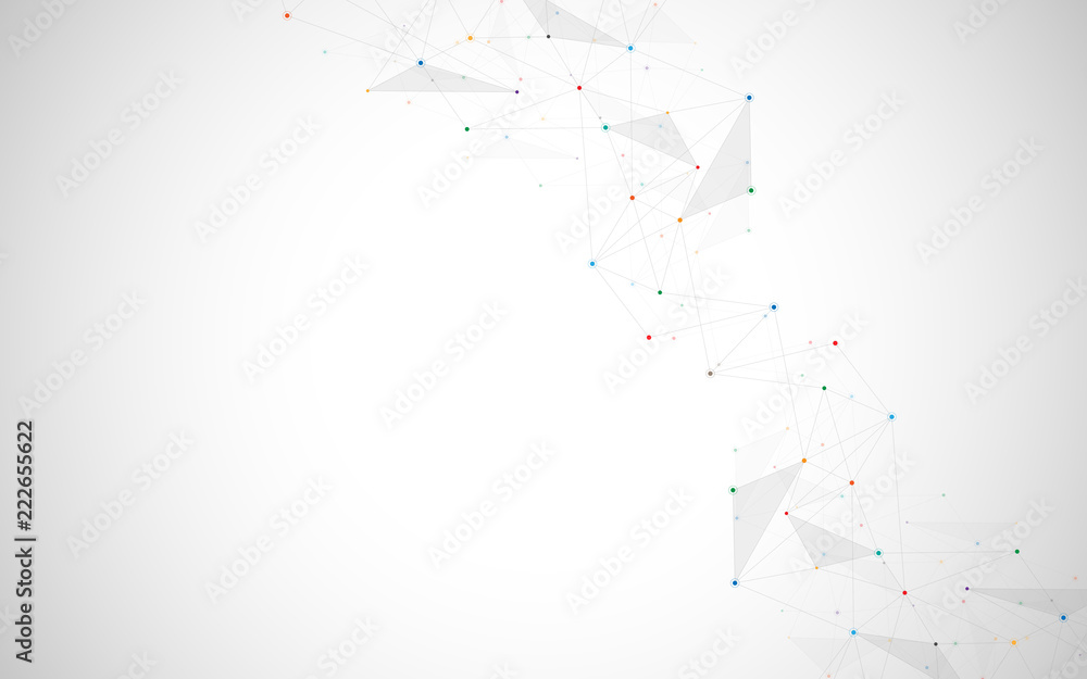 Geometric abstract background with connected dots and lines. Molecular structure and communication. Digital technology background and network connection. Geometric abstract background with connected dots and lines. Molecular structure and communication. Digital technology background and network connection.