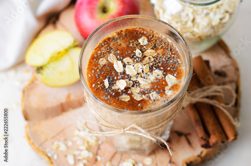 Apple Cinnamon Smoothie with Oats and Chia Seeds  Healthy Vegan Drink