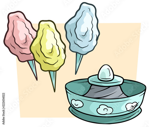 Cartoon cute candy cotton maker vector icon