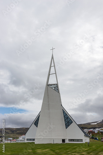 Modern church in the city Olafsvik in the west of Iceland