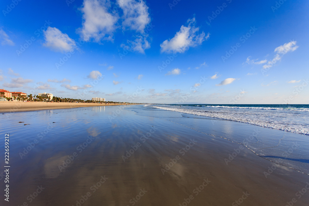Sky Reflection in Los Angeles Beach Ocean Water Sky Reflection in Los Angeles Beach Ocean Water