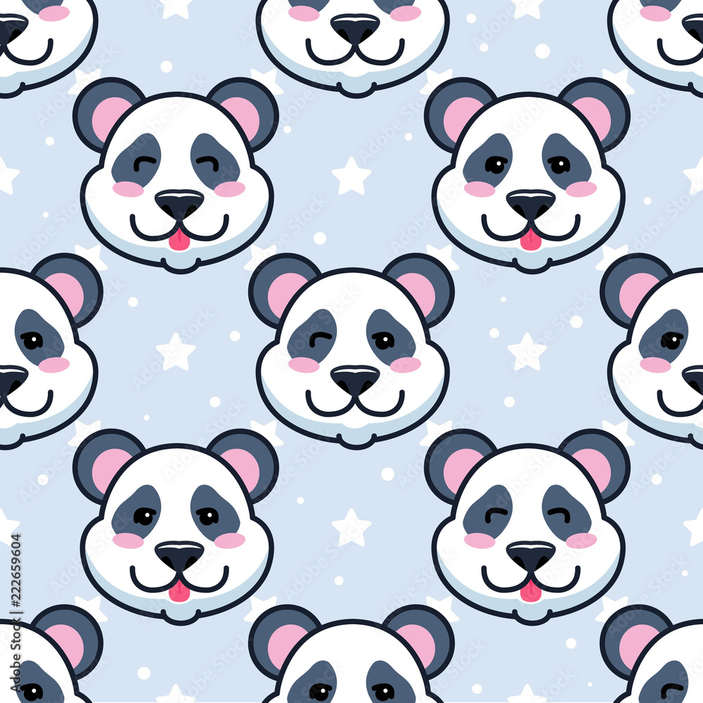 Cute panda seamless pattern. Cute panda seamless pattern.