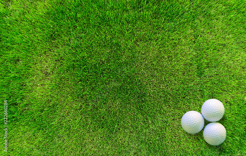 Golf Ball Lying on Green Grass View from Above