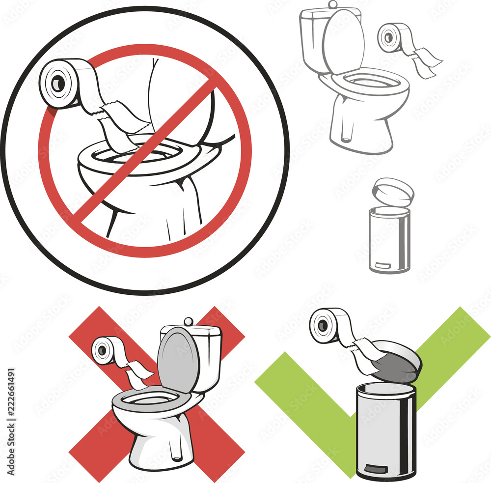 sign not to throw paper in the toilet Stock Vector | Adobe Stock