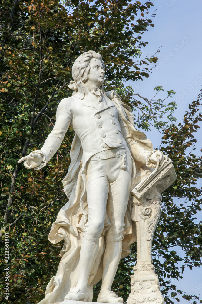 The marmor statue of the great musician Wolfgang Amadeus Mozart in Vienna, Austria, (built in 1896)
