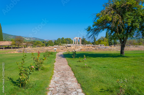 Temple of Zeus at archaeological site of Nemea in Greece. It was built around 330 BC to serve the needs of the Nemian festival and games. It has three architectural styles  doric  ionic and corinthian