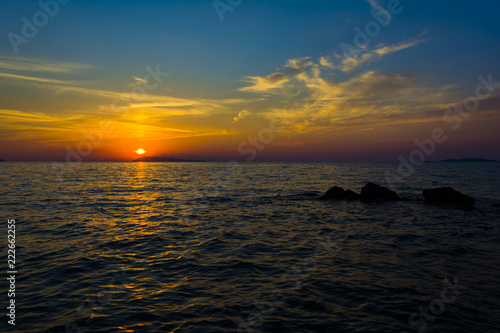 Beautiful sunset at Logas beach at Peroulades village of Corfu island  Greece