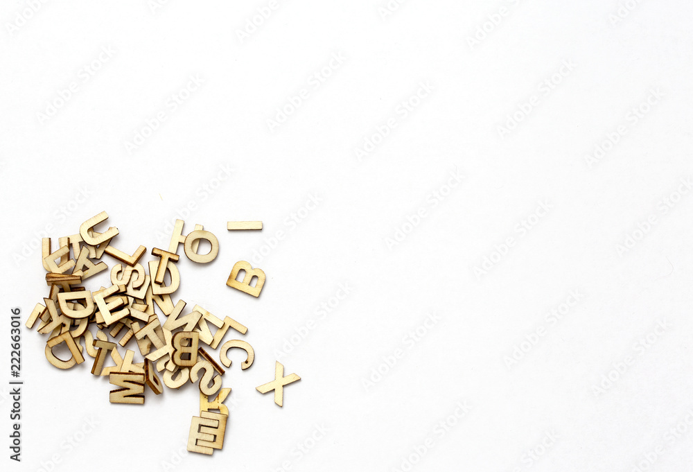 Pile of letters isolated on white. Copy space. Letters on bottom left corner. Pile of letters isolated on white. Copy space. Letters on bottom left corner.