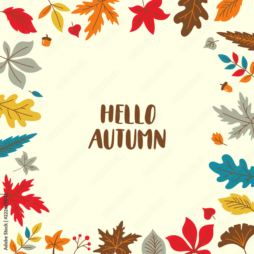 Autumn background with fall leaves border design Autumn background with fall leaves border design