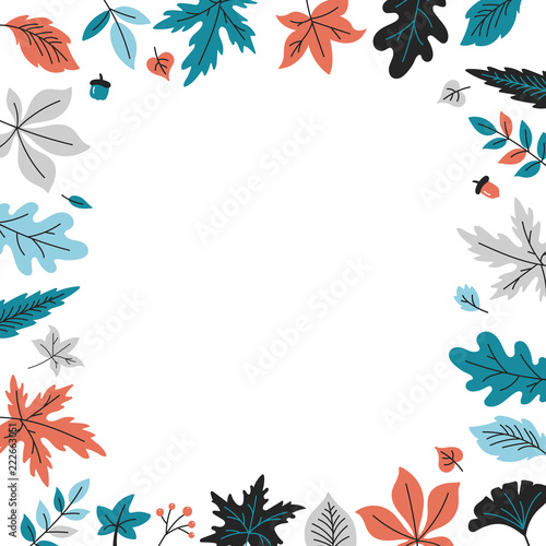 Autumn background with fall leaves border design