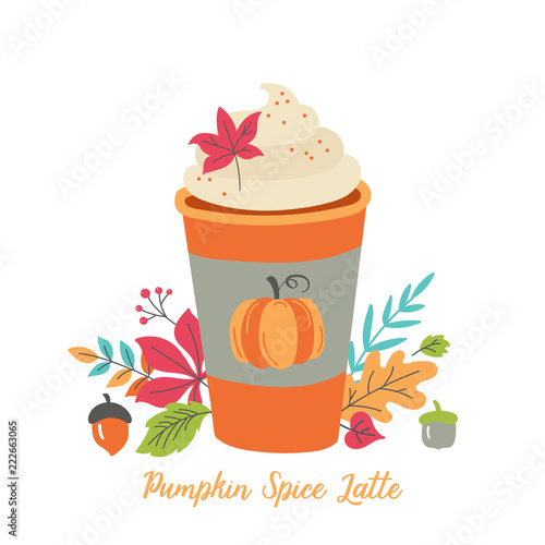 Pumpkin spice latte coffee cup