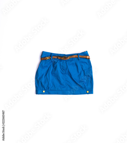 female clothes, blue miniskirt on a white background