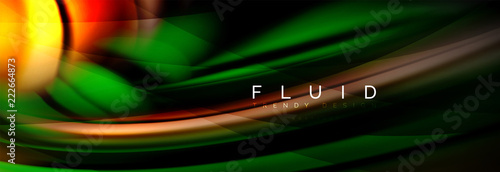Wave fluid flowing colors motion effect, holographic abstract background. Vector illustration