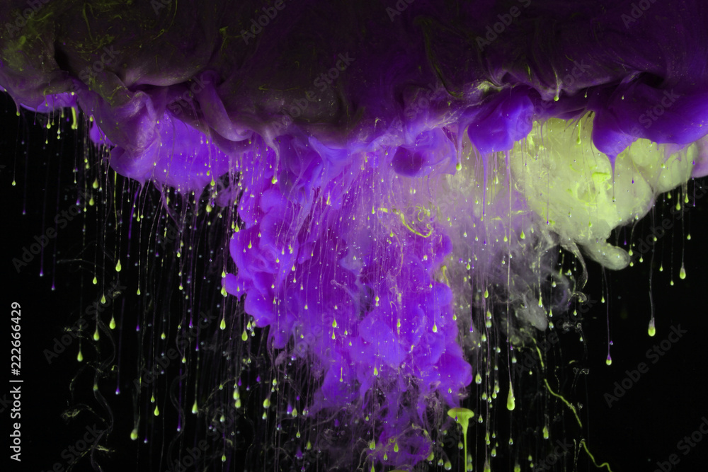 Acrylic colors in water. Ink blot. Acrylic colors in water. Ink blot.