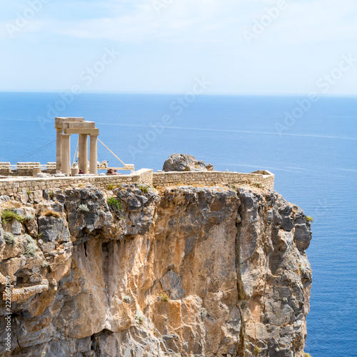 Greek temple columns, Acropolis, Lindos, Rhodes, Greece