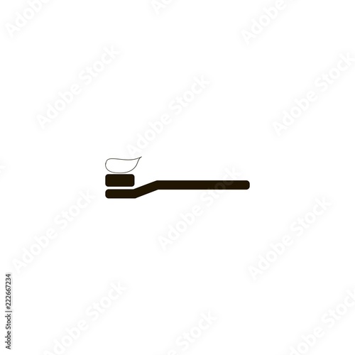 toothbrush with applied toothpaste portion icon. flat design