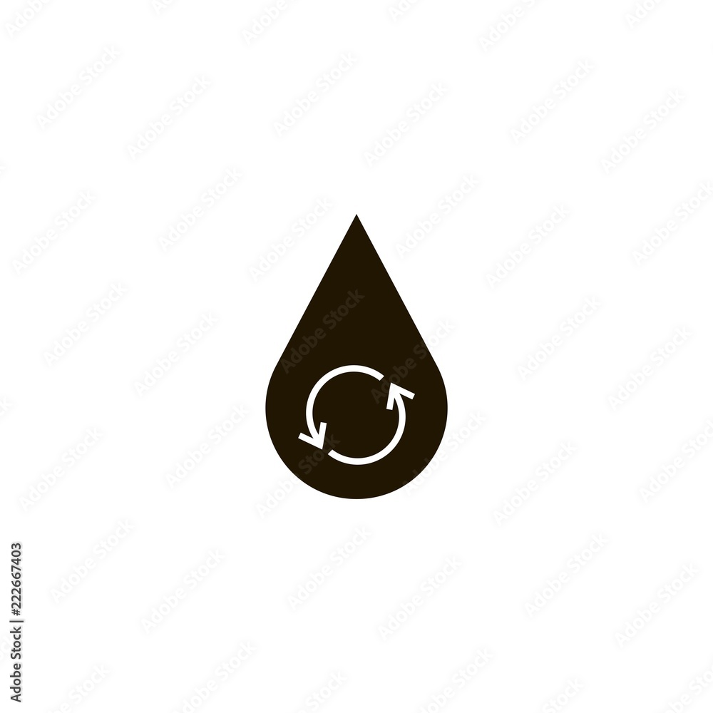 Fototapeta premium Water drop with recycle symbol icon. flat design