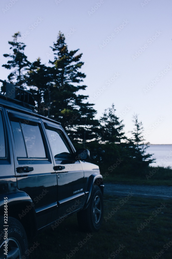 jeep by the sea