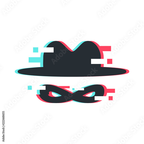 burglar icon in glitch style. icon  with Tv distortion effect. Vector eps 10.