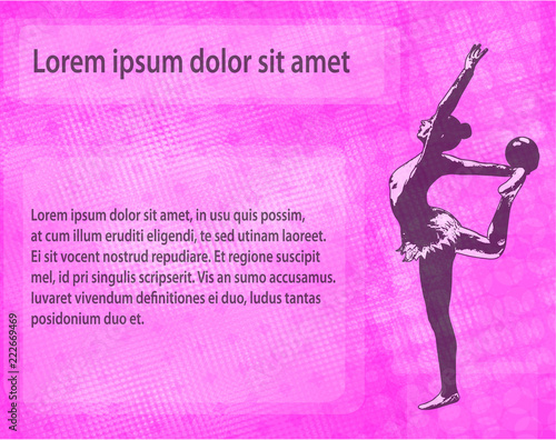 rhythmic gymnast dancer sketch silhouette on the abstract background - vector