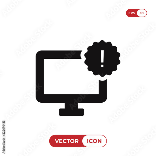 Monitor icon with warning sign vector illustration