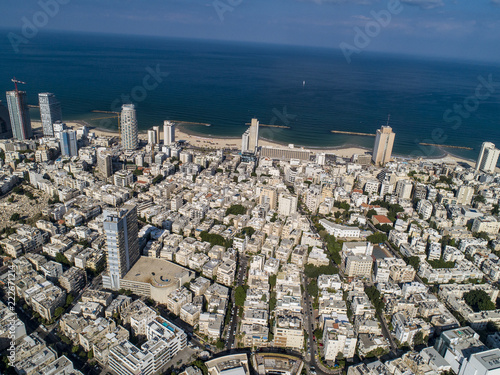 View from the dune at Dizengoff Square and Bauhaus-style buildings in Tel Aviv, Israel