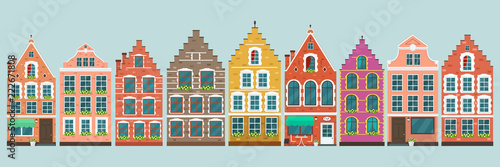 Set of european colorful old houses