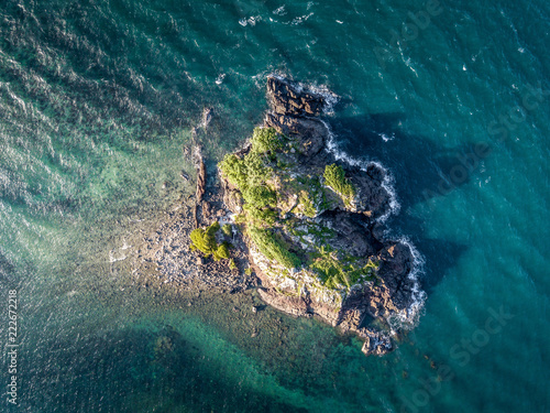 Einsame Insel Ozean Luftaufnahme