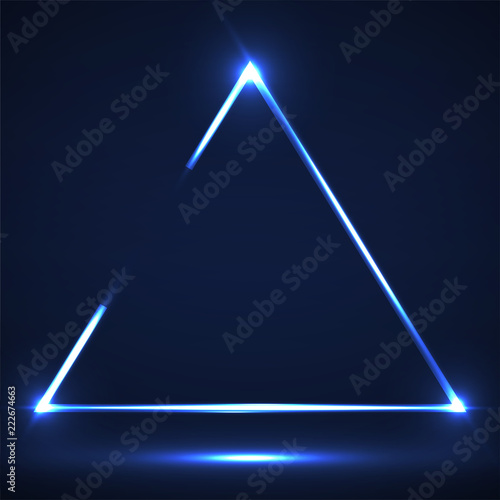Abstract neon triangle with glowing lines. Vector design element photo
