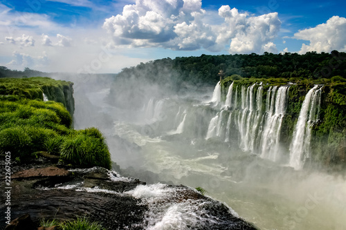 Water cascading over the Iguacu falls in Brazil