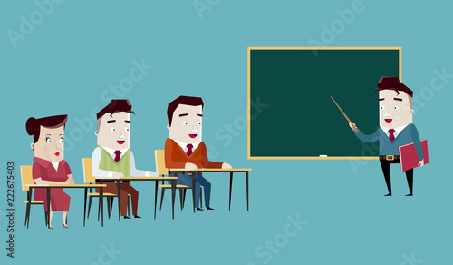 Professor teaching to adult students