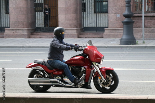 biker goes to St. Petersburg Russia © nicolayum