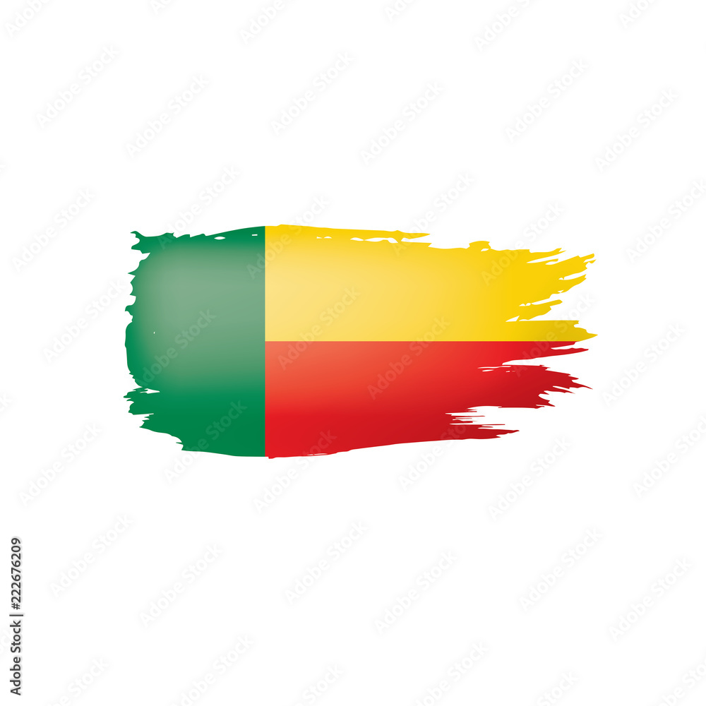 Obraz premium Benin flag, vector illustration on a white background