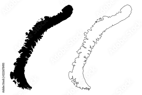 Novaya Zemlya (archipelago of Russia, Severny Island and Yuzhny Island) map vector illustration, scribble sketch Nova Zembla map