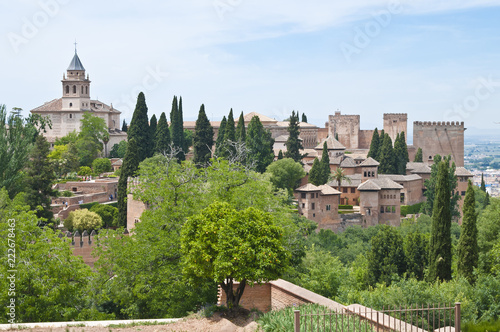 Blick von Generalife auf Alhambra, Granada, Andalusien, Spanien